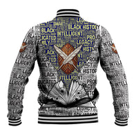 HBCU Black History Legacy Baseball Jacket Word Cloud African Shield Knowledge Book