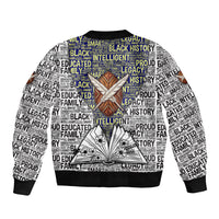 HBCU Black History Legacy Bomber Jacket Word Cloud African Shield Knowledge Book