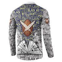 HBCU Black History Legacy Button Sweatshirt Word Cloud African Shield Knowledge Book