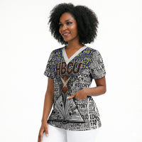 HBCU Black History Legacy Scrub Top Word Cloud African Shield Knowledge Book