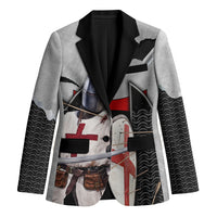 Knights Templar Warrior Red Cross Blazer Crusader Knight In Chainmail Armor With Shield And Sword Art