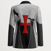 Knights Templar Warrior Red Cross Blazer Crusader Knight In Chainmail Armor With Shield And Sword Art