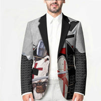 Knights Templar Warrior Red Cross Blazer Crusader Knight In Chainmail Armor With Shield And Sword Art