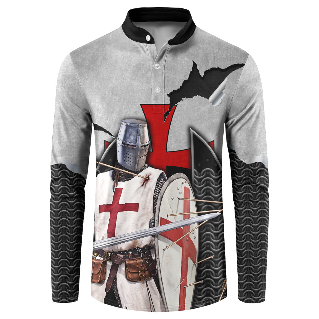 Knights Templar Warrior Red Cross Button Sweatshirt Crusader Knight In Chainmail Armor With Shield And Sword Art