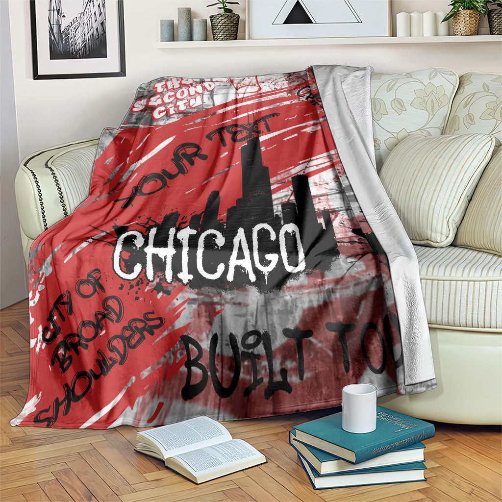 Personalized Chicago City Skyline Blanket Urban Graffiti Street Art - Second City Windy City