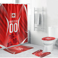 Personalized Canada Soccer Moose Goal Bathroom Set Red Maple Leaf Football Mascot