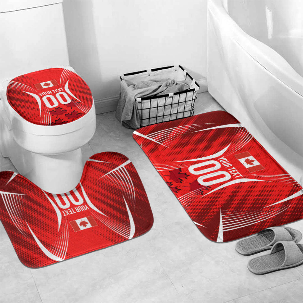 Personalized Canada Soccer Moose Goal Bathroom Set Red Maple Leaf Football Mascot