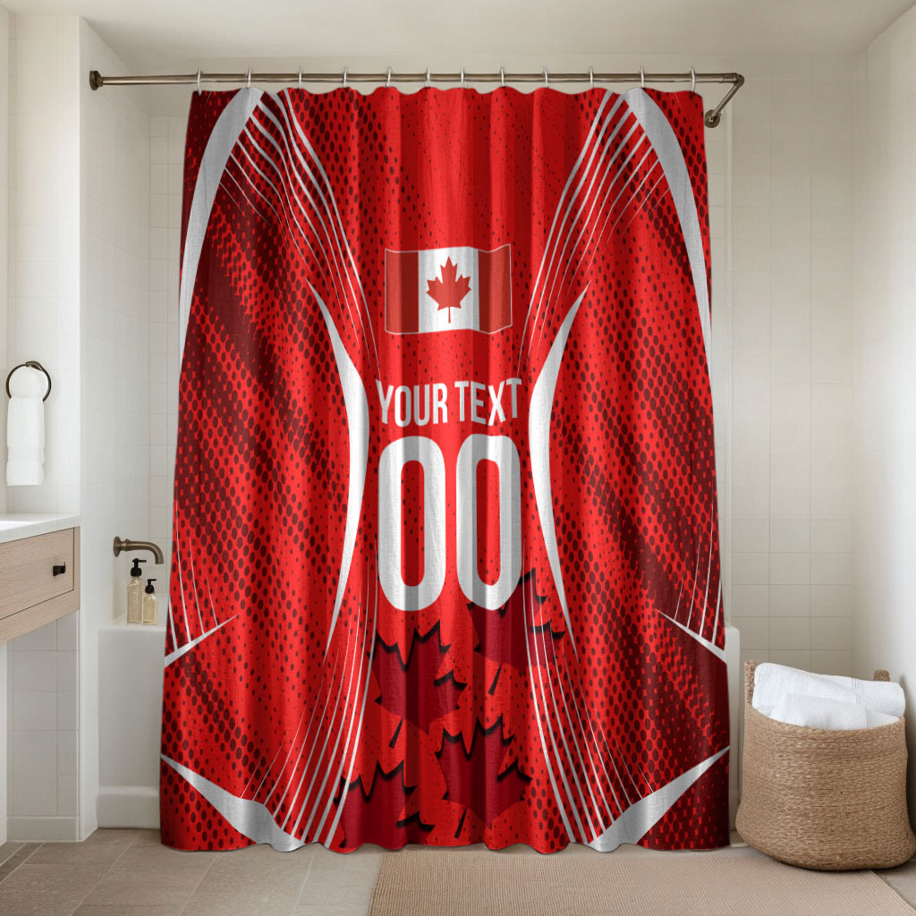 Personalized Canada Soccer Moose Goal Bathroom Set Red Maple Leaf Football Mascot