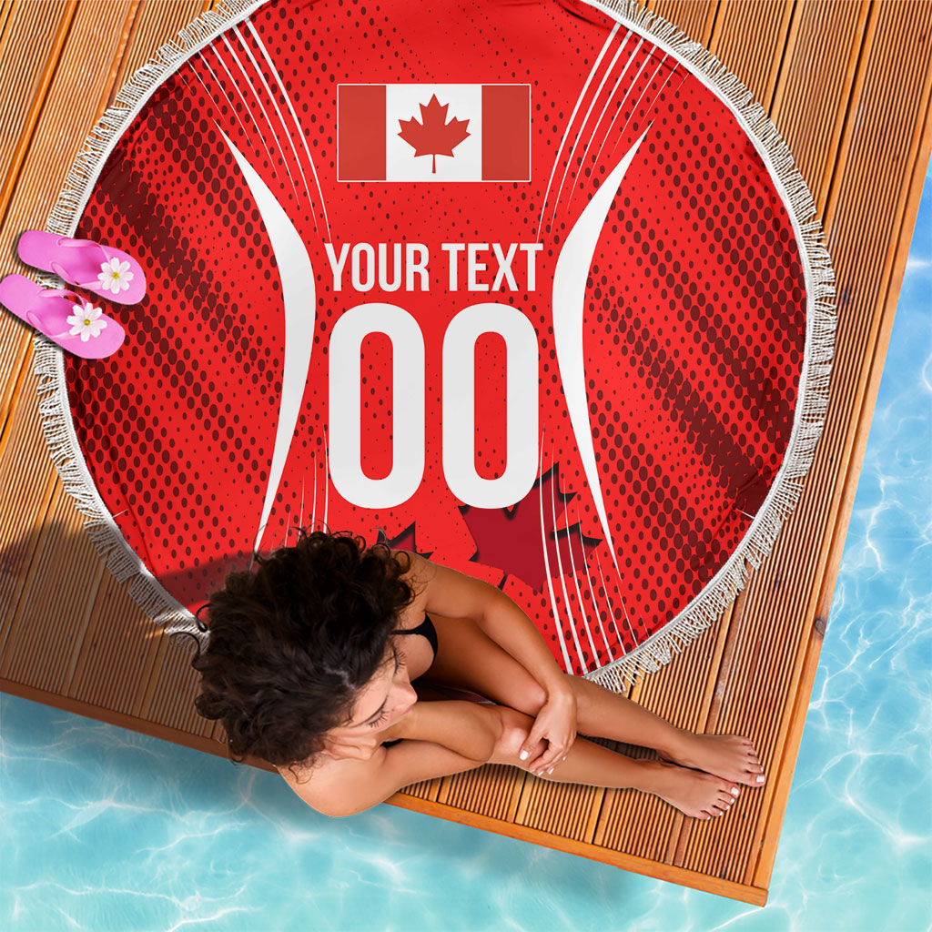 Personalized Canada Soccer Moose Goal Beach Blanket Red Maple Leaf Football Mascot