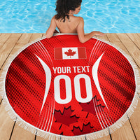 Personalized Canada Soccer Moose Goal Beach Blanket Red Maple Leaf Football Mascot