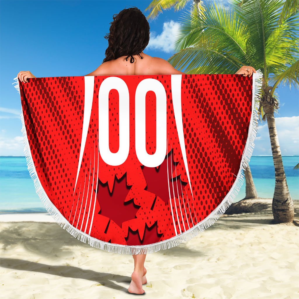 Personalized Canada Soccer Moose Goal Beach Blanket Red Maple Leaf Football Mascot