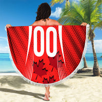 Personalized Canada Soccer Moose Goal Beach Blanket Red Maple Leaf Football Mascot