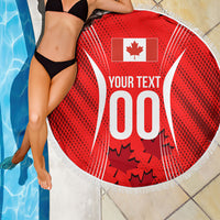 Personalized Canada Soccer Moose Goal Beach Blanket Red Maple Leaf Football Mascot