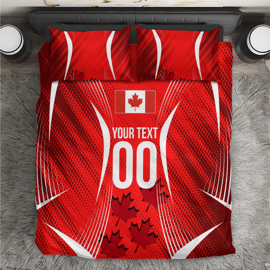 Personalized Canada Soccer Moose Goal Bedding Set Red Maple Leaf Football Mascot