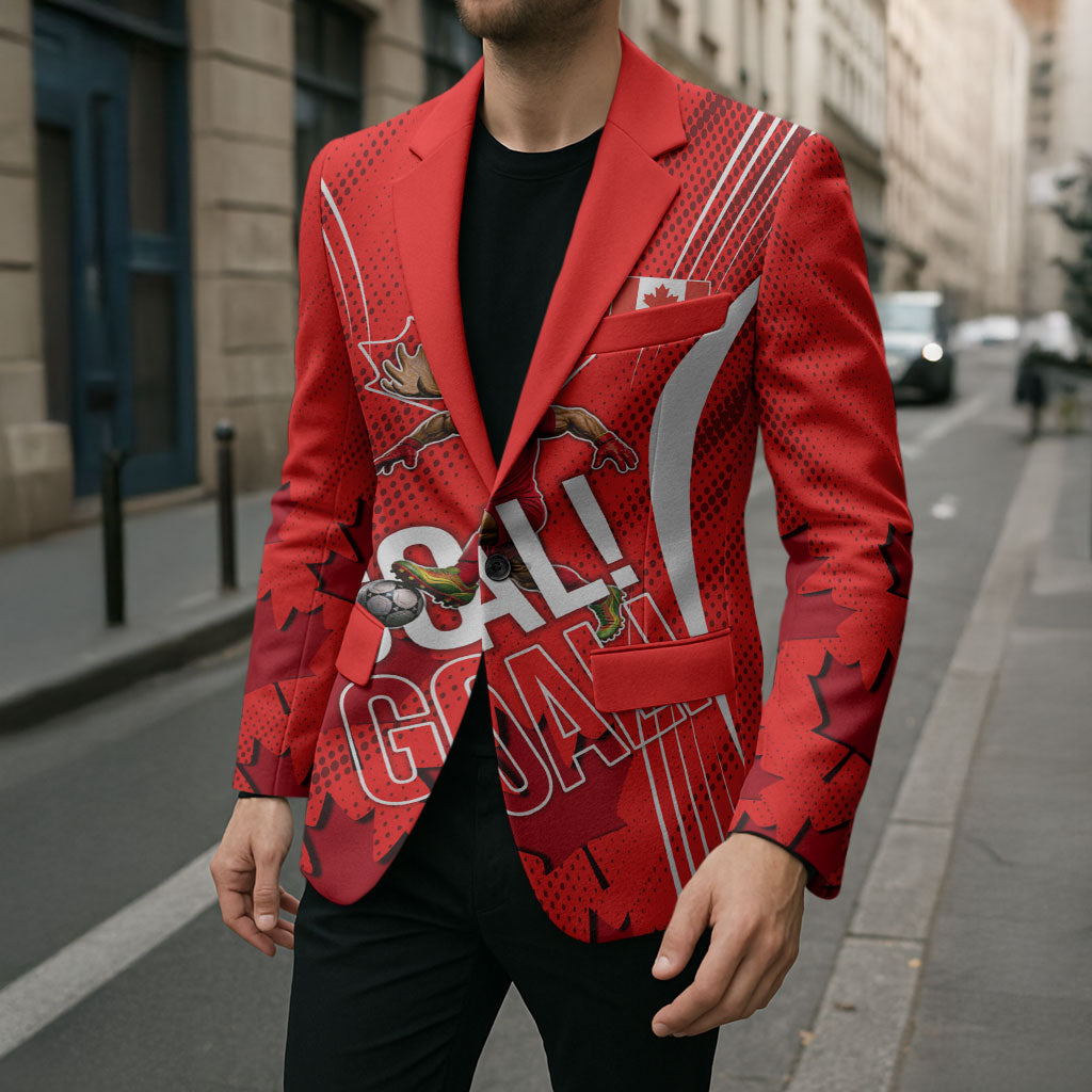 Personalized Canada Soccer Moose Goal Blazer Red Maple Leaf Football Mascot