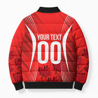 Personalized Canada Soccer Moose Goal Bomber Puffer Jacket Red Maple Leaf Football Mascot