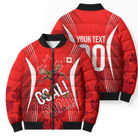 Personalized Canada Soccer Moose Goal Bomber Puffer Jacket Red Maple Leaf Football Mascot