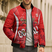 Personalized Canada Soccer Moose Goal Bomber Puffer Jacket Red Maple Leaf Football Mascot