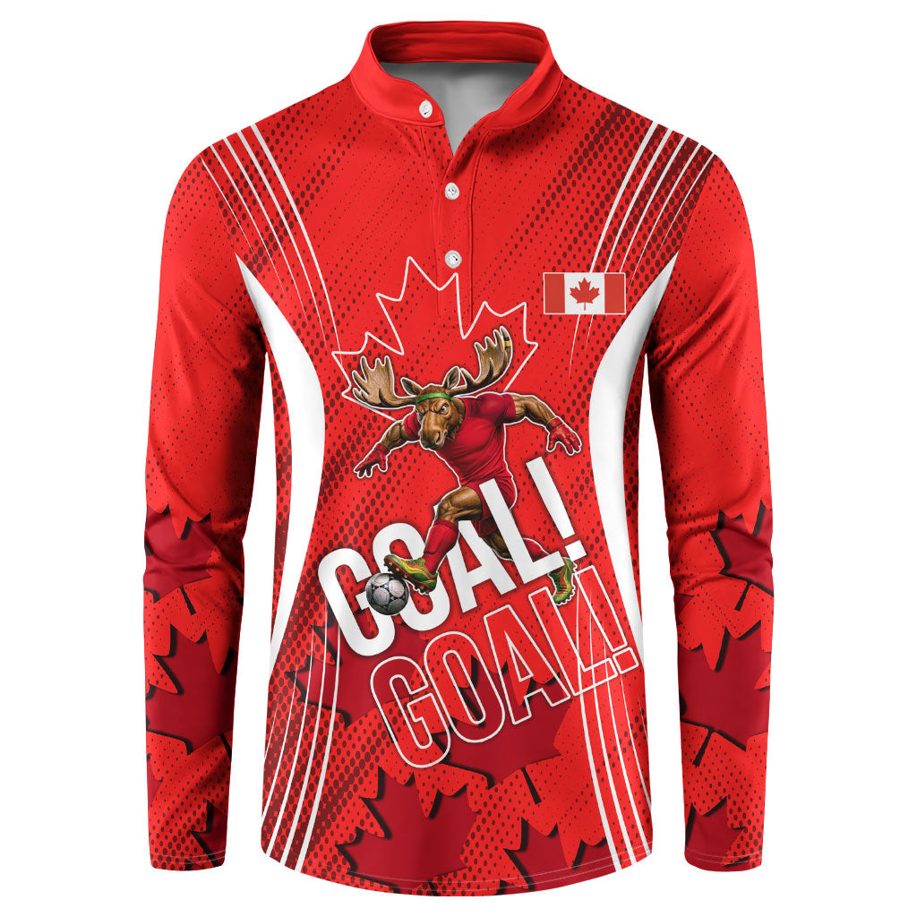 Personalized Canada Soccer Moose Goal Button Sweatshirt Red Maple Leaf Football Mascot