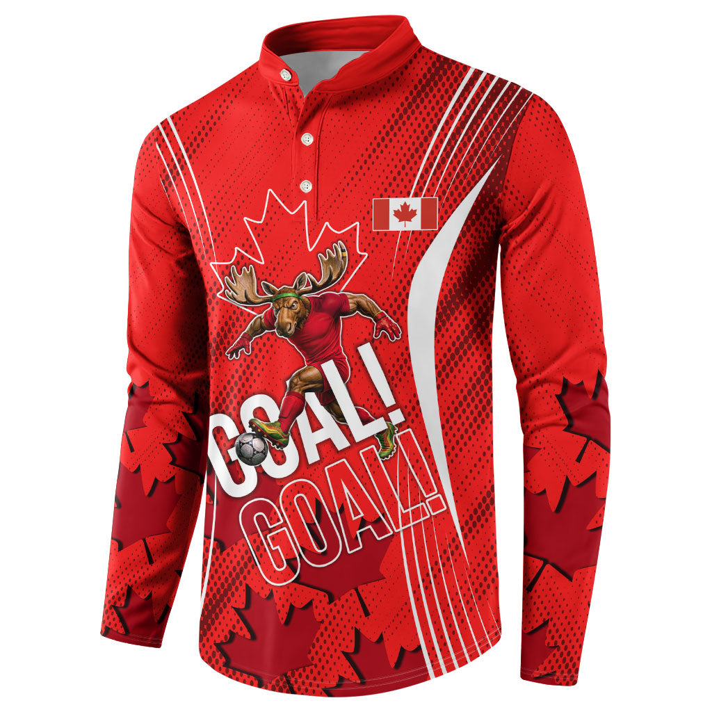 Personalized Canada Soccer Moose Goal Button Sweatshirt Red Maple Leaf Football Mascot