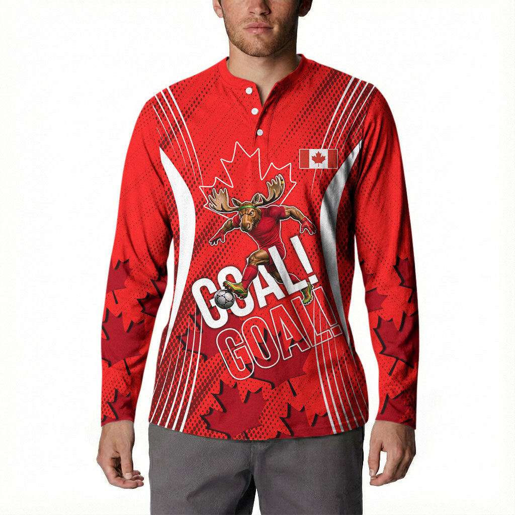 Personalized Canada Soccer Moose Goal Button Sweatshirt Red Maple Leaf Football Mascot