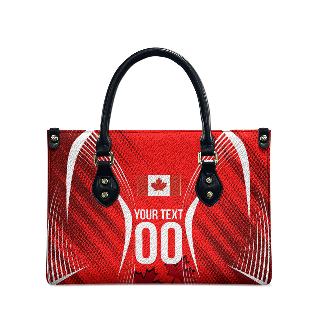 Personalized Canada Soccer Moose Goal Leather Bag Red Maple Leaf Football Mascot