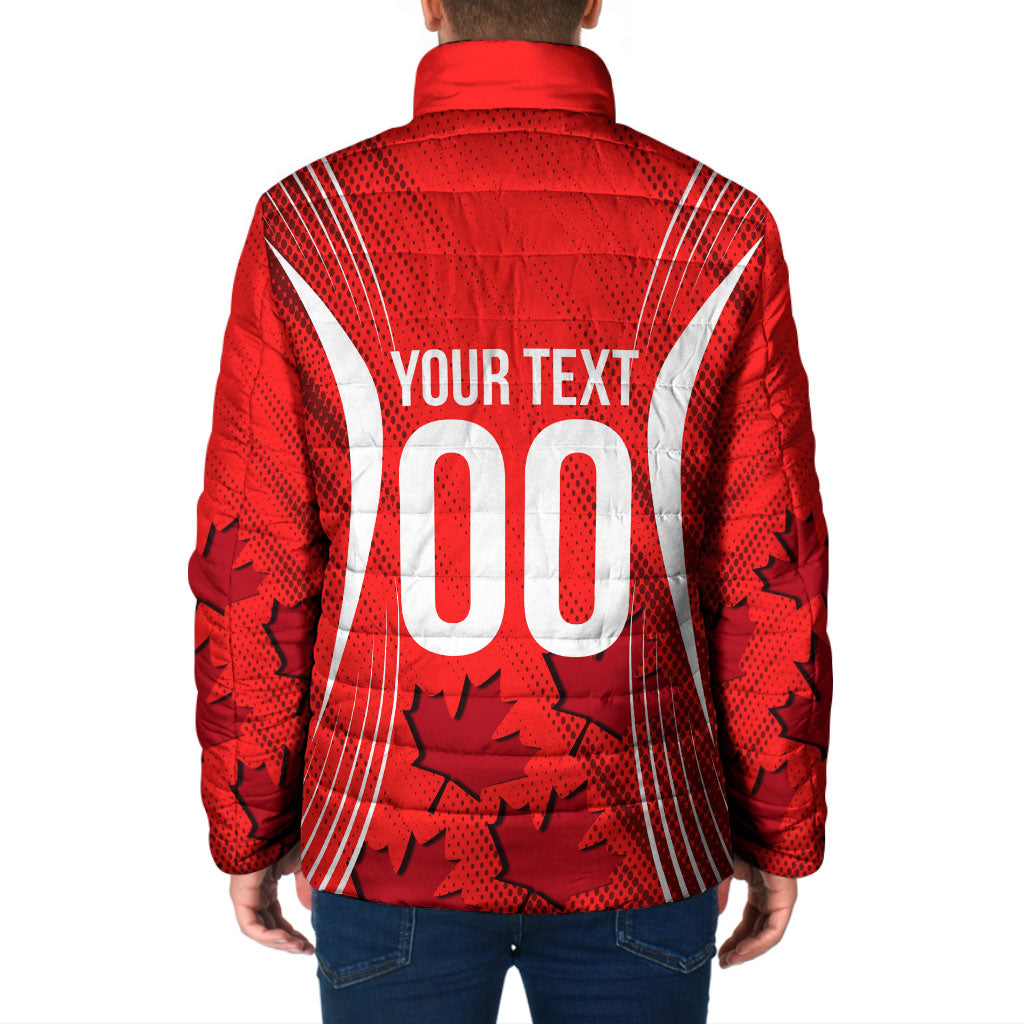 Personalized Canada Soccer Moose Goal Padded Jacket Red Maple Leaf Football Mascot