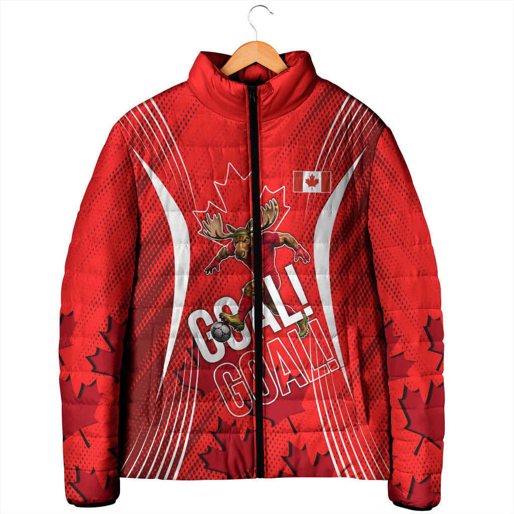 Personalized Canada Soccer Moose Goal Padded Jacket Red Maple Leaf Football Mascot