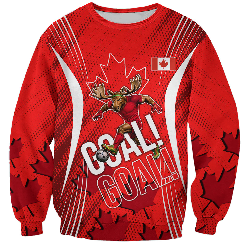 Personalized Canada Soccer Moose Goal Sweatshirt Red Maple Leaf Football Mascot