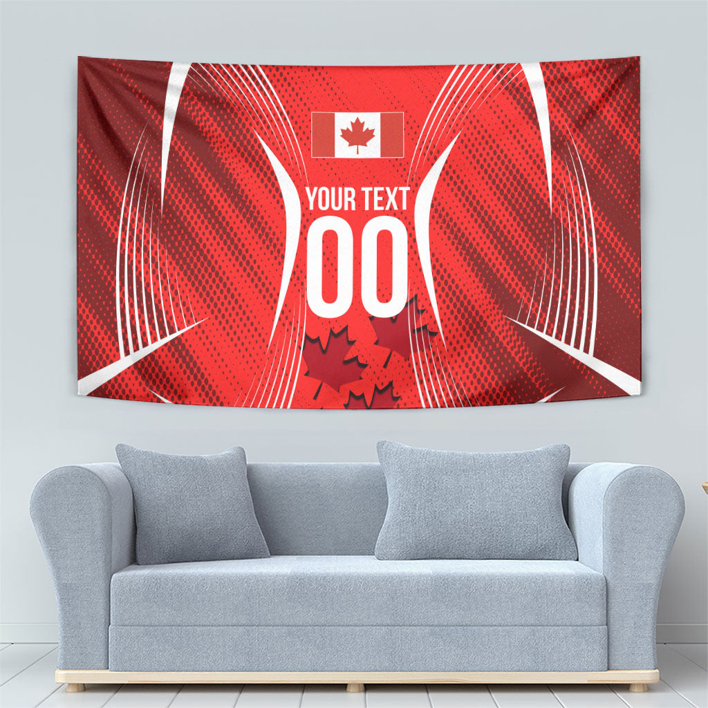 Personalized Canada Soccer Moose Goal Tapestry Red Maple Leaf Football Mascot