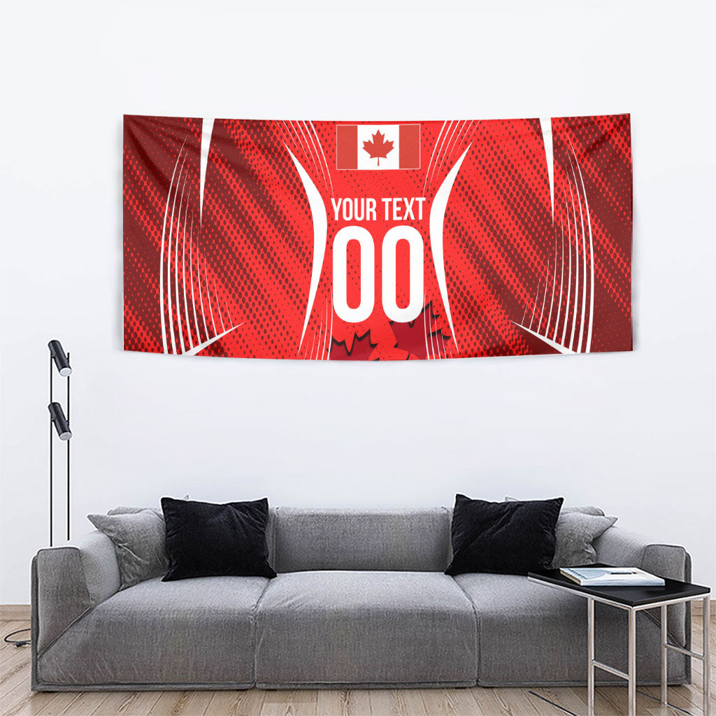 Personalized Canada Soccer Moose Goal Tapestry Red Maple Leaf Football Mascot