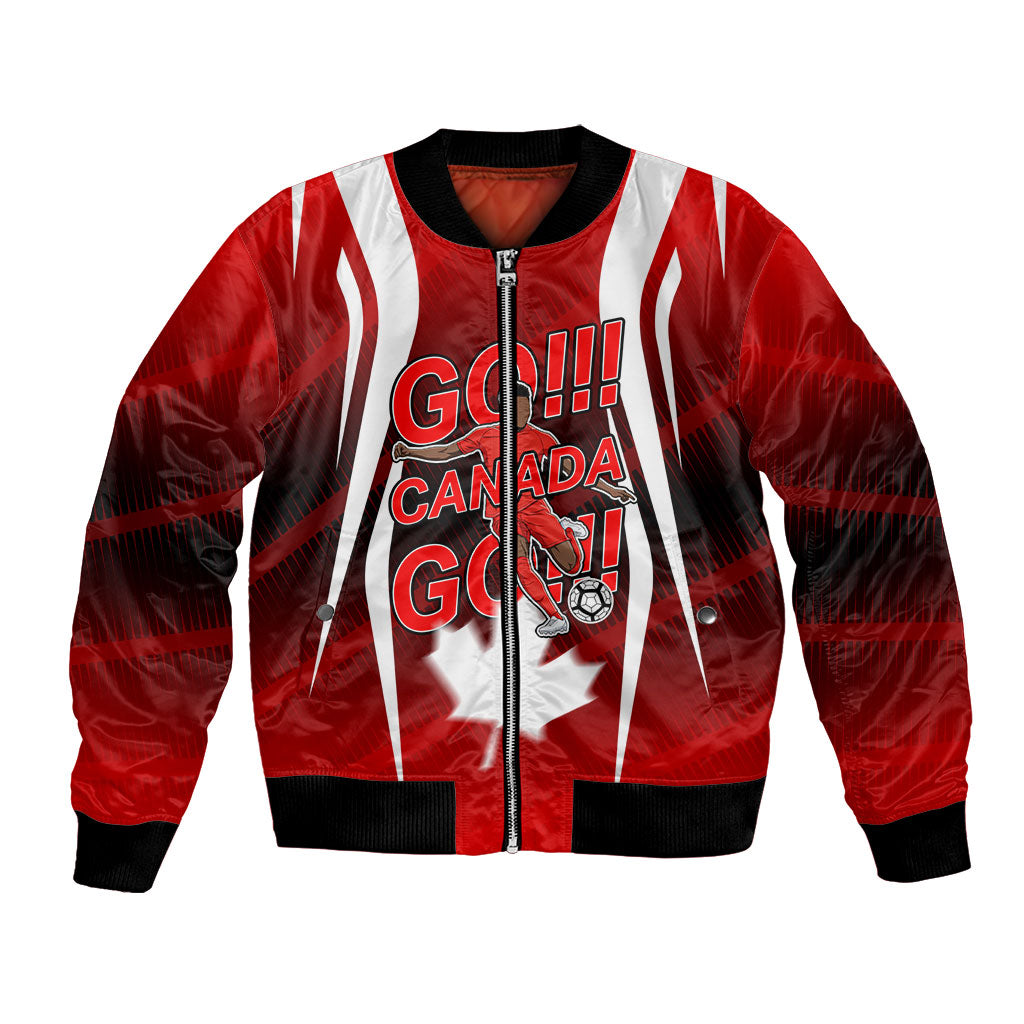 Custom Canada Soccer Player Bomber Jacket Go Canada Maple Leaf