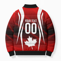 Custom Canada Soccer Player Bomber Puffer Jacket Go Canada Maple Leaf