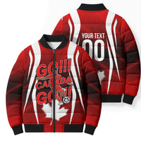Custom Canada Soccer Player Bomber Puffer Jacket Go Canada Maple Leaf