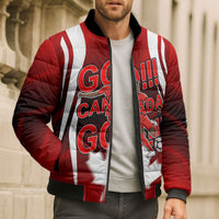 Custom Canada Soccer Player Bomber Puffer Jacket Go Canada Maple Leaf