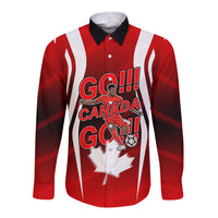 Custom Canada Soccer Player Long Sleeve Button Shirt Go Canada Maple Leaf
