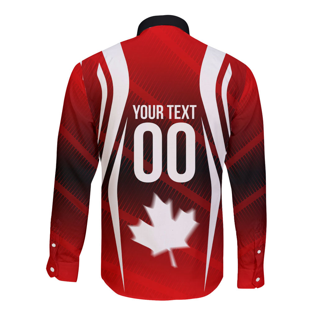 Custom Canada Soccer Player Long Sleeve Button Shirt Go Canada Maple Leaf