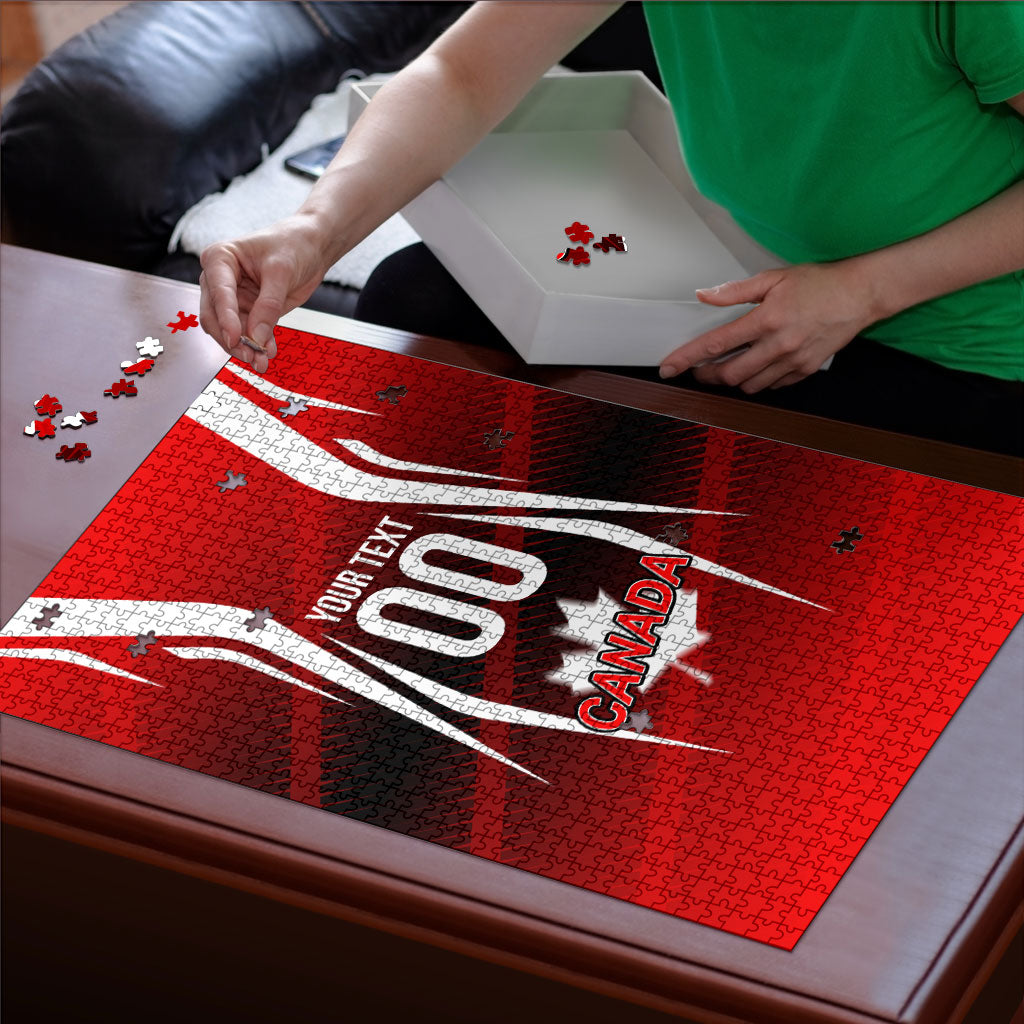 Custom Canada Soccer Player Puzzle Go Canada Maple Leaf