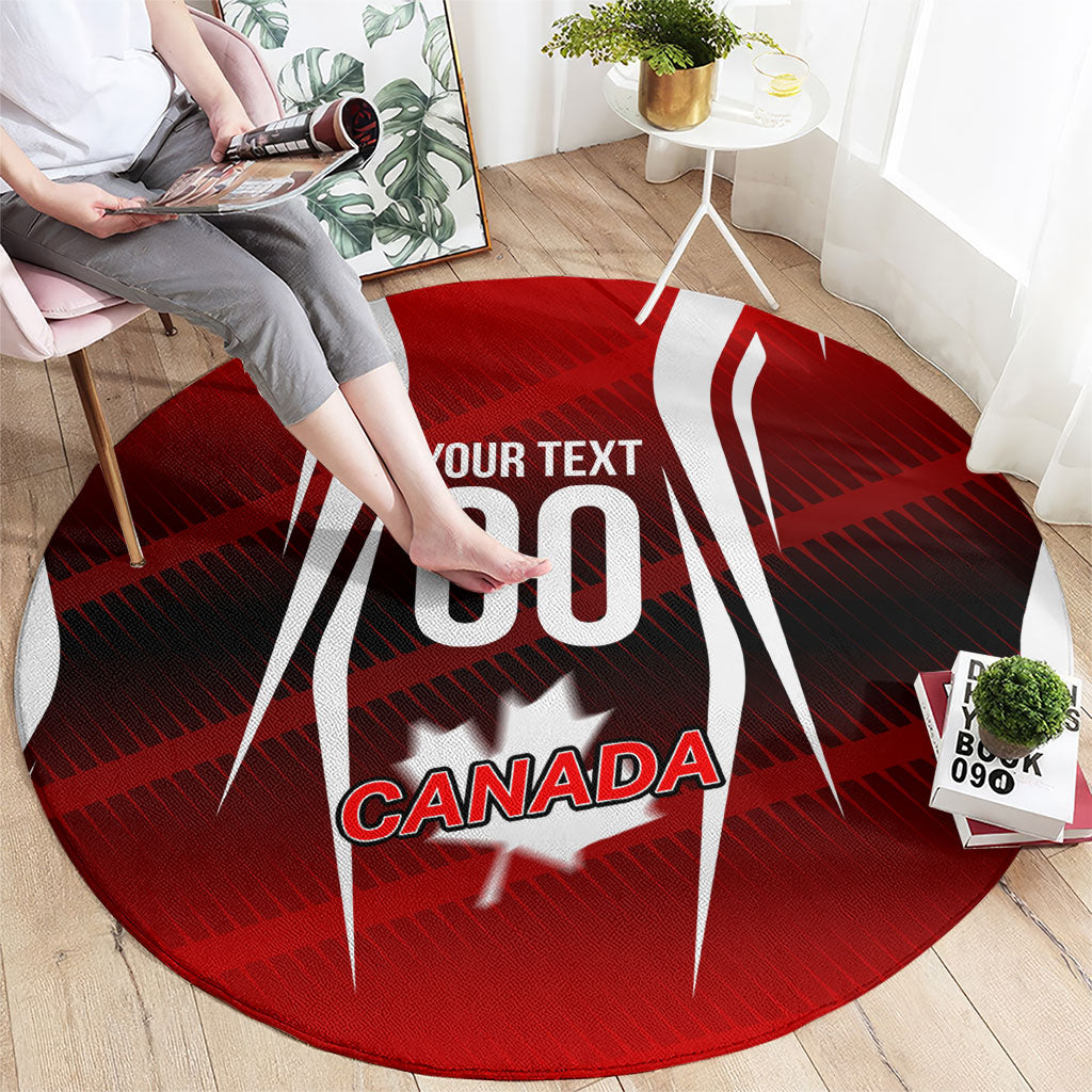Custom Canada Soccer Player Round Carpet Go Canada Maple Leaf