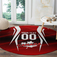 Custom Canada Soccer Player Round Carpet Go Canada Maple Leaf