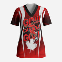 Custom Canada Soccer Player Scrub Top Go Canada Maple Leaf