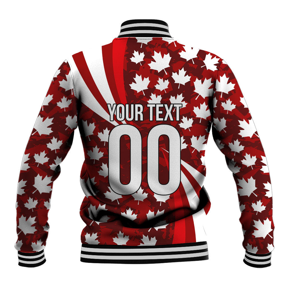 Personalized Canada Football Baseball Jacket Maple Leaf Pattern - Moose Soccer Mascot