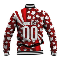 Personalized Canada Football Baseball Jacket Maple Leaf Pattern - Moose Soccer Mascot