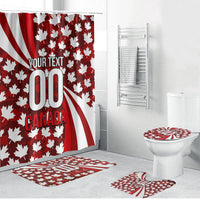 Personalized Canada Football Bathroom Set Maple Leaf Pattern - Moose Soccer Mascot