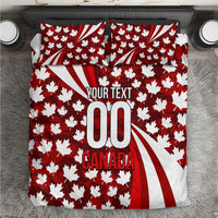 Personalized Canada Football Bedding Set Maple Leaf Pattern - Moose Soccer Mascot