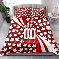 Personalized Canada Football Bedding Set Maple Leaf Pattern - Moose Soccer Mascot