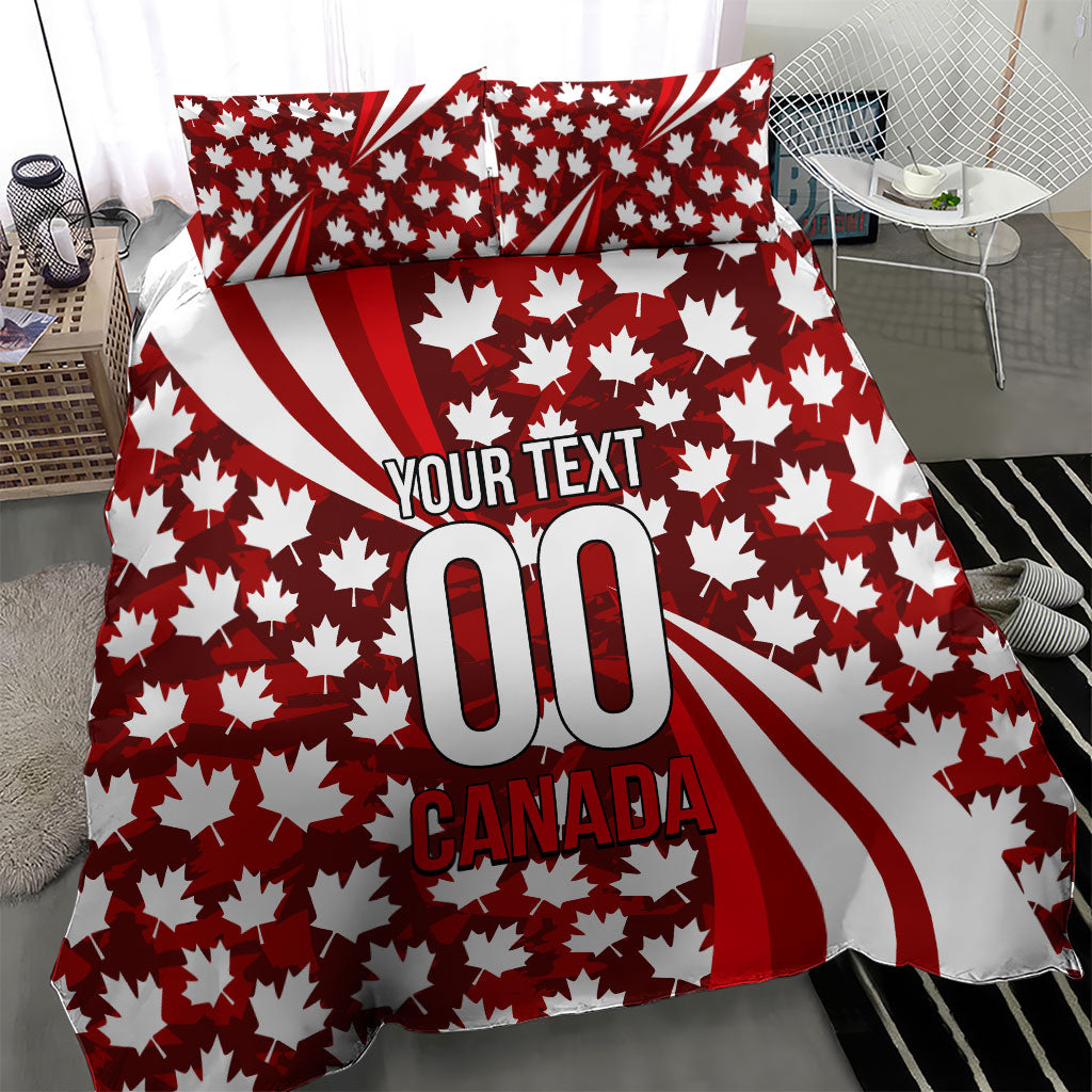 Personalized Canada Football Bedding Set Maple Leaf Pattern - Moose Soccer Mascot