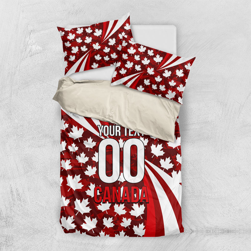Personalized Canada Football Bedding Set Maple Leaf Pattern - Moose Soccer Mascot