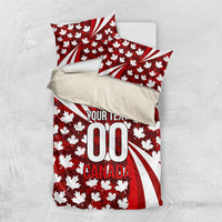 Personalized Canada Football Bedding Set Maple Leaf Pattern - Moose Soccer Mascot