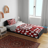Personalized Canada Football Bedding Set Maple Leaf Pattern - Moose Soccer Mascot